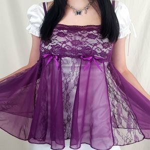 Risque Violet Lace Babydoll Lingerie Top